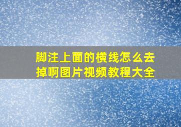 脚注上面的横线怎么去掉啊图片视频教程大全