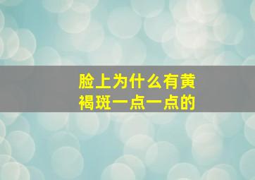 脸上为什么有黄褐斑一点一点的