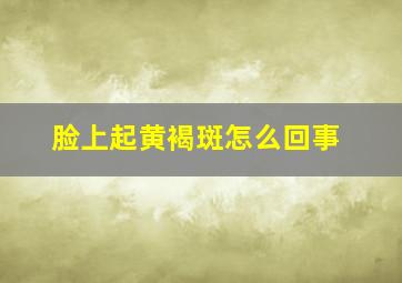 脸上起黄褐斑怎么回事