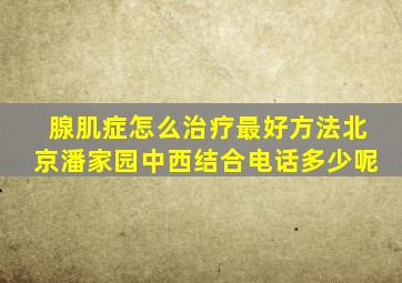 腺肌症怎么治疗最好方法北京潘家园中西结合电话多少呢