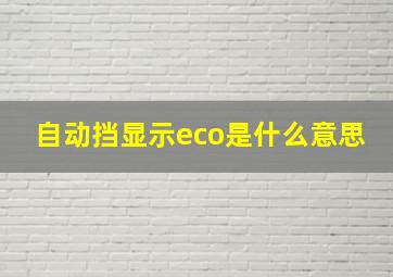 自动挡显示eco是什么意思