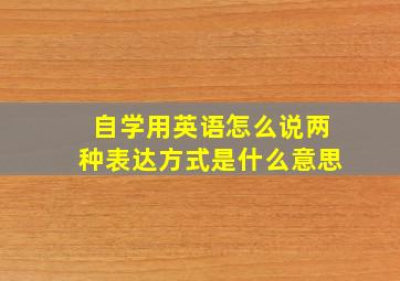 自学用英语怎么说两种表达方式是什么意思