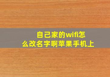 自己家的wifi怎么改名字啊苹果手机上