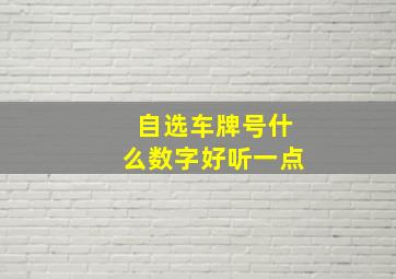 自选车牌号什么数字好听一点