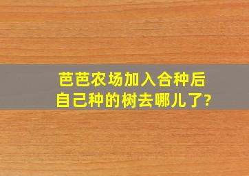 芭芭农场加入合种后自己种的树去哪儿了?