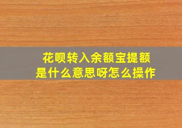 花呗转入余额宝提额是什么意思呀怎么操作