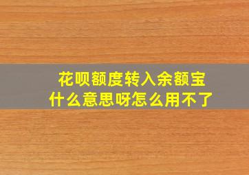 花呗额度转入余额宝什么意思呀怎么用不了