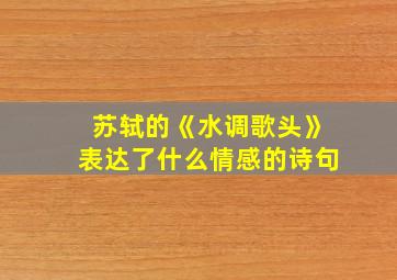 苏轼的《水调歌头》表达了什么情感的诗句