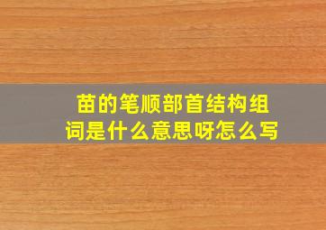 苗的笔顺部首结构组词是什么意思呀怎么写