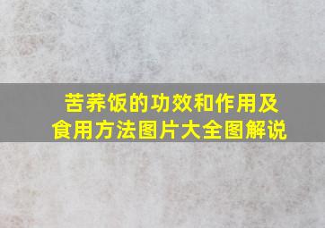 苦荞饭的功效和作用及食用方法图片大全图解说