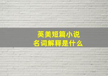 英美短篇小说名词解释是什么