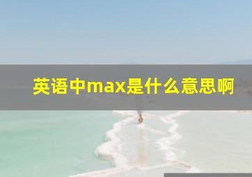 英语中max是什么意思啊