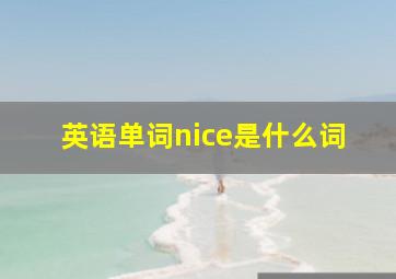 英语单词nice是什么词