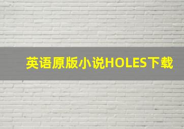 英语原版小说HOLES下载