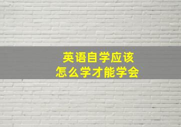 英语自学应该怎么学才能学会