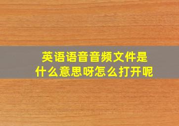 英语语音音频文件是什么意思呀怎么打开呢