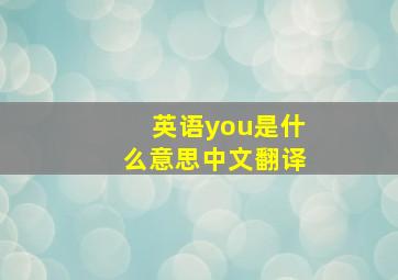 英语you是什么意思中文翻译