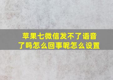 苹果七微信发不了语音了吗怎么回事呢怎么设置