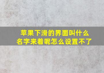 苹果下滑的界面叫什么名字来着呢怎么设置不了