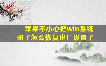 苹果不小心把win系统删了怎么恢复出厂设置了