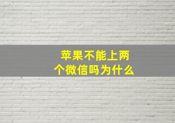 苹果不能上两个微信吗为什么