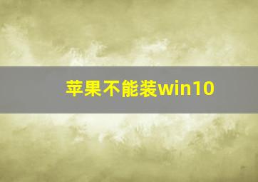 苹果不能装win10