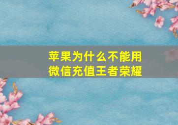 苹果为什么不能用微信充值王者荣耀