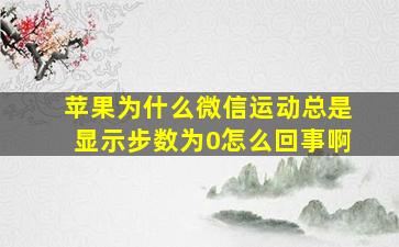 苹果为什么微信运动总是显示步数为0怎么回事啊