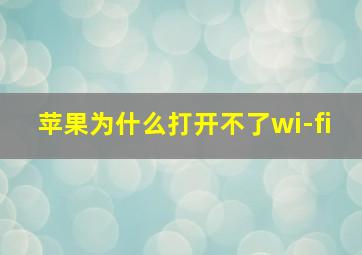 苹果为什么打开不了wi-fi