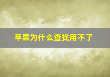 苹果为什么查找用不了