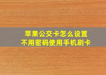 苹果公交卡怎么设置不用密码使用手机刷卡