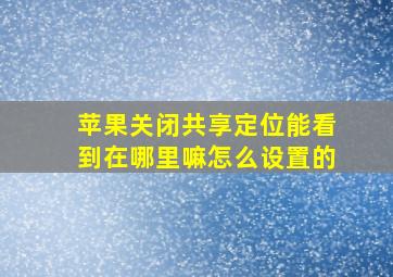 苹果关闭共享定位能看到在哪里嘛怎么设置的