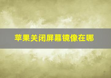 苹果关闭屏幕镜像在哪