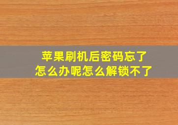 苹果刷机后密码忘了怎么办呢怎么解锁不了