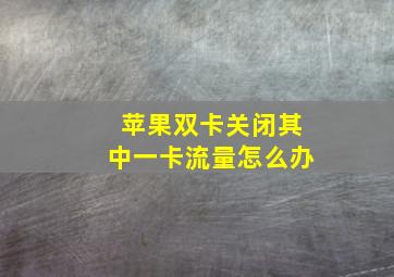 苹果双卡关闭其中一卡流量怎么办