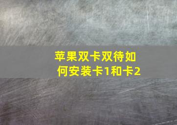 苹果双卡双待如何安装卡1和卡2