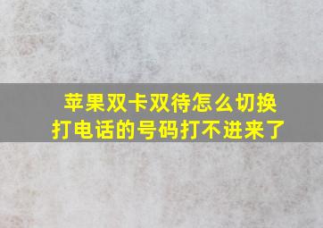 苹果双卡双待怎么切换打电话的号码打不进来了