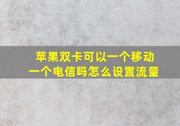 苹果双卡可以一个移动一个电信吗怎么设置流量