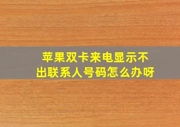 苹果双卡来电显示不出联系人号码怎么办呀