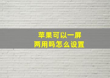 苹果可以一屏两用吗怎么设置