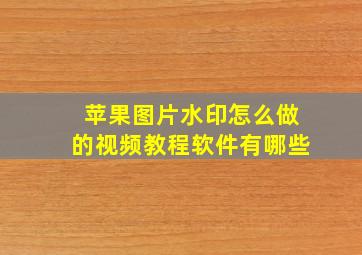 苹果图片水印怎么做的视频教程软件有哪些