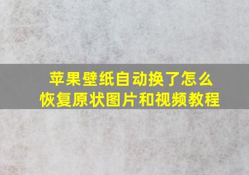 苹果壁纸自动换了怎么恢复原状图片和视频教程