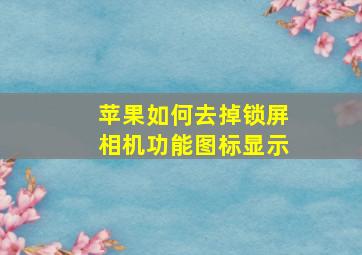 苹果如何去掉锁屏相机功能图标显示