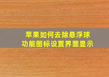 苹果如何去除悬浮球功能图标设置界面显示