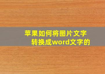 苹果如何将图片文字转换成word文字的