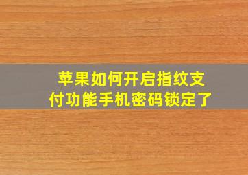 苹果如何开启指纹支付功能手机密码锁定了