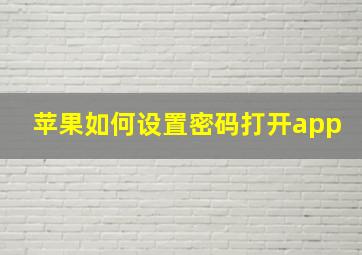 苹果如何设置密码打开app