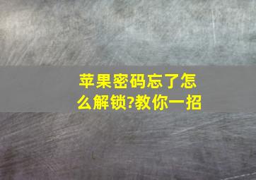 苹果密码忘了怎么解锁?教你一招