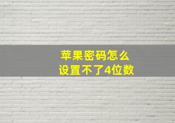 苹果密码怎么设置不了4位数