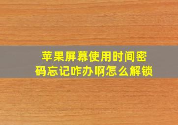 苹果屏幕使用时间密码忘记咋办啊怎么解锁